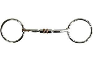 AK RIDING SPORTS AK Mors d'équitation à filet incurvé rotatif à anneau lâche avec double rouleau en cuivre Horse Bit AKRS-2619 (5.25'', Silver)