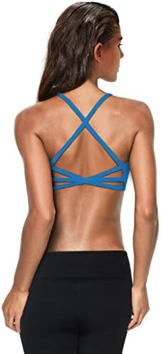 Byjia Women Yoga Sports Bra Vest Elasticity Cross Back Top Jogging Fitness Exercise Aerobics Dance Running Gym Workout . Blue . L