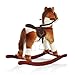 Heritage Deluxe 68cm Rocking Horse With Sounds & Moving Mouth Tan/White