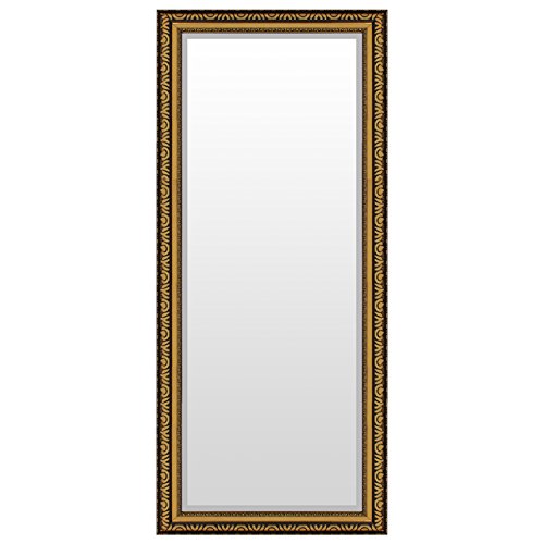 Prachtvoller Wandspiegel Flurspiegel Garderobenspiegel Frisierspiegel Spiegel mit Facettenschliff und Verzierungen 140x60cm - Gold
