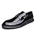 Produktbild HILOTU Herren Leder Kleid Schuhe Slip On Plain-Toe Loafer Schuhe Männer formale klassische bequeme Business-Schuhe (Color : Black-Golden, Größe : 38 EU)
