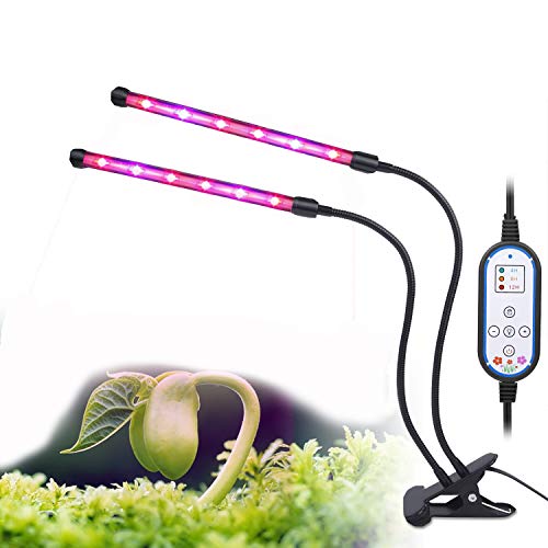 ESTGOUK 24W Lámpara LED Plantas,5 Niveles Dimmable,Temporizador de 3 Modos,Promueve el Crecimiento para Cultivo de Plantas y Flores