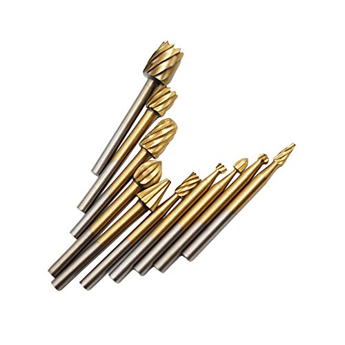 JTENG 10 Teilig Bohrer Fräser Set Raspel Set Bohrmaschine Kugelfräser Zylinderfräser Zapfenfräser Konusfräser Fur Dremel Kabelgebundenes Multifunktionswerkzeug Schleifen, Schleifen, Polieren - 3