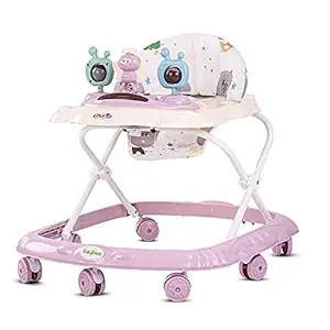 Baybee Amro Baby Walker Round Kids Walker for Babies Cycle with Adjustable Height and Musical Toy Bar Rattles and Toys Ultra Soft Seat-Activity Walker for Kid and Wheel 6 Months to 2 Years (Pink)