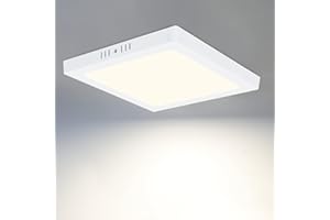 Glitzerlife LED Lampa Sufitowa Płaska -Lampa Sufitowa Nowoczesna 18W Lampa Ledowa Biała Lampa Kątowa Neutralna Biała 4000K, IP44 Wodoodporna do Kuchni Biura Salonu Łazienki Przedpokoju Ø22.5CM