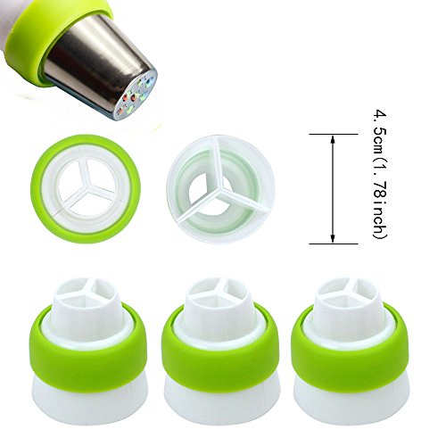 Tomnk 7 Stück Wiederverwendbar Silikon Spritzsack Gebäckbeutel Kuchen Dekorieren Werkzeuge in 4 Größen mit 3 Spritztüllen - 5