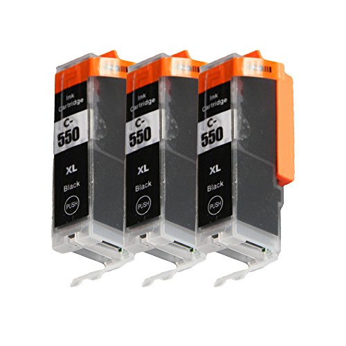 PGI-550XL PGBK (3-Stück PGBK) Tintenpatrone Kompatibel für Canon PIXMA MG5450/MG5550/MG5650/MG6350/MG6450/MG6650/MG7150/MG7550/Ip7250/MX925/MX725/IX6850/IP8750
