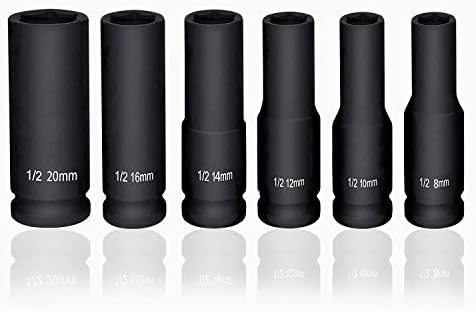 Hakkin 6 Piece Hexagonal Socket Spanner Set Hex Socket Spanner Set 1/2 Inch Socket Spanner Set 8 mm 10 mm 12 mm 14 mm 16 mm 20 mm