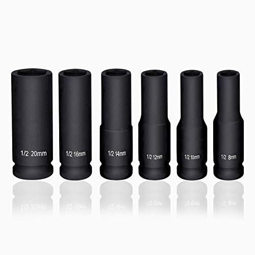 Hakkin 6 Piece Hexagonal Socket Spanner Set Hex Socket Spanner Set 1/2 Inch Socket Spanner Set 8 mm 10 mm 12 mm 14 mm 16 mm 20 mm