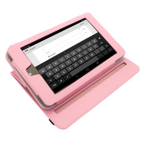 igadgitz Pink Rosa 360° Rotierende Abnehmbare PU Leder Tasche Schutz Hülle Schutzhülle Ledertasche Lederetui Etui Case Cover für Google Nexus 7 2012 1.Generation Android 4.1 Tablet 8GB 16GB. Mit Sleep/Wake Funktion + Display Schutzfolie (Nicht geeignet für 2. Generation veröffentlicht am August 2013) - 5