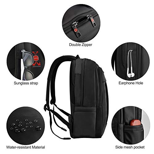 Tigernu ordinateur portable sac à dos 17.3 pouces pour ordinateur portable étanche résistant Anti-Theft Zip École de commerce Sacs à dos-noir