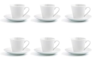 Quid Renova Blanca Set de 6 tasses avec soucoupe en porcelaine 9 cl Transparent