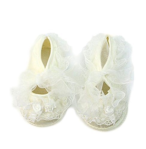 niceEshop(TM) Baby Girl Lace Trim Lace-up Prewalker Non-slip Shoes