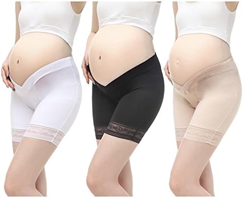 DORSION Women Maternity Underwear Pregnancy Shorts For Dress Skirt (Label XL /UK 10, 3PCS(Black/Beige/White))