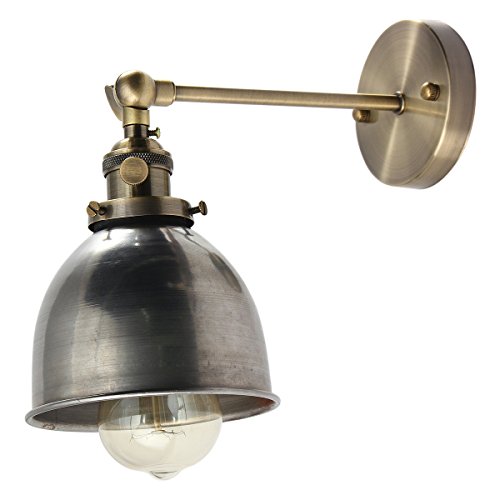 KING DO WAY Lampenschirme E27 Glühbirne Fassung Wandlampe Wandleuchte Deckenlampe Haengelampe Haengeleuchte Vintage Antik industrielle Schüssel Wandleuchter Loft Wand Lichtwand Lampe Silber - 2