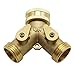 Produktbild Ouneed - 2-Wege-Verteiler aus massivem Messing, 3/4 Zoll Wasserdurchfluss regulier und absperrbar - optimaler Wasserhahn Verteiler zum praktischen Einsatz im Garten Weg Garten Tap Connector Adapter