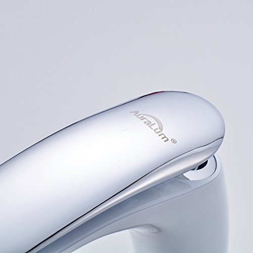 AuraLum® Design Weiß Bad & WC Waschtischarmatur Wasserhahn Waschbecken Waschtisch Mischbatterie Badezimmerarmaturen f.badzimmer mit Langem Schwenkarm - 7