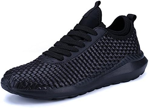 Womens Casual Lightweight Knit Running Sneakers Athletic Breathable Cloth on Top Gym Workout Walking Shoes for Ladies Pu Black UK 5.5