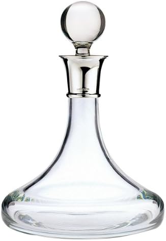 Carrs Plain Crystal and Sterling Silver Ship's Decanter