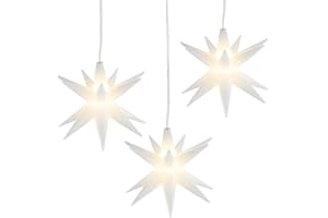 ‎IDEEN MIT HERZ Ideen mit Herz LED-Stern | 3 Stück in Weiß | batteriebetrieben | Ø10cm | Timer-Funktion | Kabellänge: 1,5m | mit 16 Strahlen & 1 LED-Licht in Warmweiß | Deko zu Weihnachten