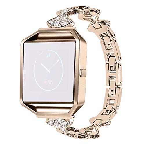 Preisvergleich Produktbild Happysdh Armband kompatibel mit Fitbit Blaze + Hülle, Smartwatch Zubehör Edelstahl kleine Fächerform Ersatzarmband Armbänder Smartwatch für Frauen