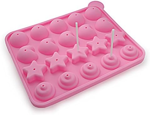 Moule en silicone pour décoration en glaçage lolipops, chocolat, savon, moule, décoration de gâteaux gelée, 20 sucettes et cake pops et sucettes idéal pour les fêtes et anniversaires, les cadeaux uvm.-couleur : rose ganzoo marque :