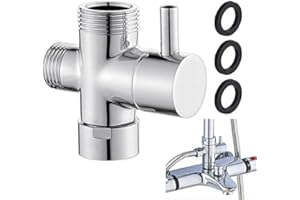 QUCUMER 3 Way Shower Diverter Valve Bathroom Shower Head Splitter G1/2" Shower Arm Angle Valve Brass Handshower Water Diverter Switch Replacement for Hand Held Showerhead & Fixed Spray Head Chrome
