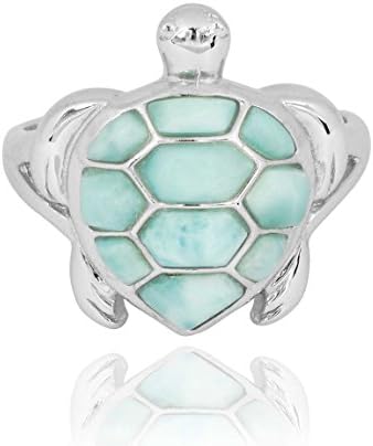 925 Sterling Silver Ring with Genuine Larimar AA Stone