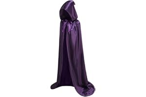HAPNBCELE Cloak with Hood Men Women Satin Cape Witch Vampire Costume for Medieval Renaissance Halloween Cosplay Costume