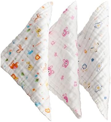 MoonLi Baby Facecloth 100 % Natural Cotton Washcloths/wash cloths for Baby Gauze,6 layers gauze Premium Reusable Wipes,Suit For Boys and Girls- Extra Soft For Sensitive Skin (Towel Colorful 1)