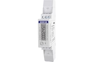 Misuratore elettrico monofase Eastron SDM120 Modbus Rail DIN 45 Amp kWh Pulse Modbus RS485 RTU. Display LCD retroilluminato digitale. MID/Taratura