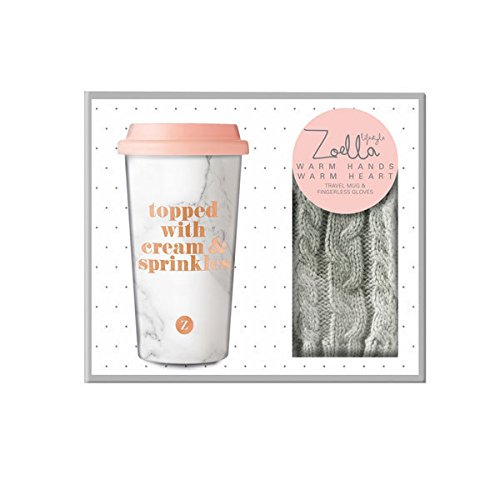 Zoella Travel Mug & Gloves Set Warm Hands, Warm Heart Gift Set