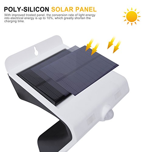 Websun Solar Lights LED Wall Solar-Sicherheits-Licht aktiviert ON / OFF mit Touch Switch Wasserdicht Sicherheits-Bewegungs-Sensor Outdoor Beleuchtung mit 20+4 LED-Licht für Garten, Patio, Exterior Garage (1pcs, weiß) - 3