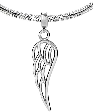 95 Sterling Silver angel wing charm bead ideal for branded bracelet or necklace C2B