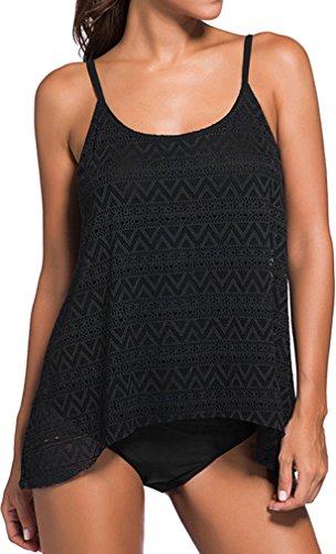 TDOLAH Damen Welle Spitze Bikini-Set Tankini Top mit Slip Strand Bademode - 4