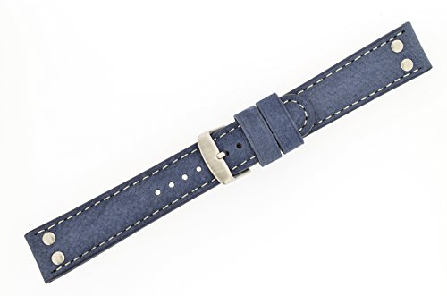 Wasserbffel Ersatzband Uhrenarmband Leder 20mm Blau 19118S Wasserbffel Ersatzband Uhrenarmband Leder 20mm Blau 19118S