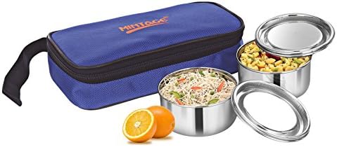 Mintage Round Food Container 2 Tier Traveling Tiffin Stainless Steel Lunch Box
