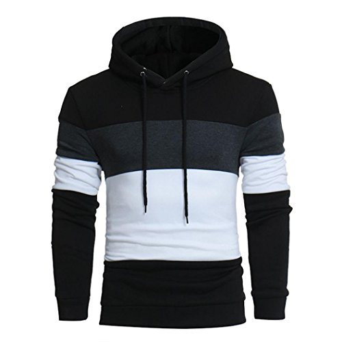 Preisvergleich Produktbild Elecenty Herren Kapuzenpullover, Hoodie MännerSweatshirt Strickpullover Plaid Kapuzenjacke mit Kapuze Sweatshirt Tops Mantel Outwear (M, Schwarz)
