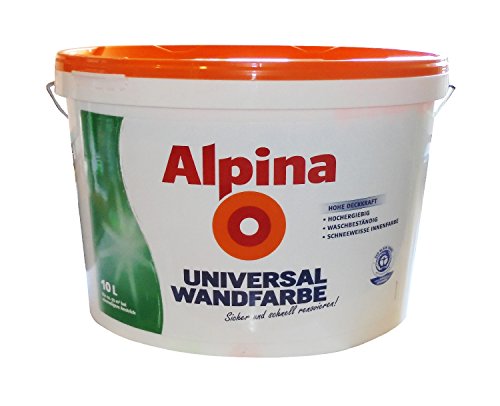 10 Liter Alpina Universal Wandfarbe, Weiss Matt, für ca. 55 m² Neuanstrich & Renovierungsanstrich