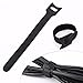 Cable Management Cable Tidy Unit - D-Line Small Black bundle with Chunky Reusable Hook and Loop Velcro Cable Ties - 1 Pack of 10