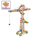 heros spielzeug zug Made in Germany Eichhorn 100039047 - Kran 170-teilig Holz-Konstruktions-Set, 5 verschiedene Modelvarianten baubar, FSC 100%