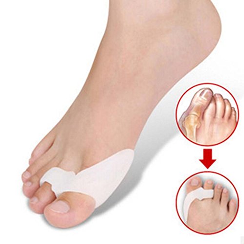 Huayang Silikon Gel Fuß Zwei Zehen Separator Hallux Valgus Korrektor Glätteisen Orthese (weiß) - 6