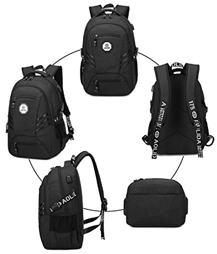 Business Water Resistant Polyester Laptop Rucksack  College Computer Rucks  cke  Casual Wandern Reisen Daypack mit USB-Lade-Port passt unter 15 6 Zoll