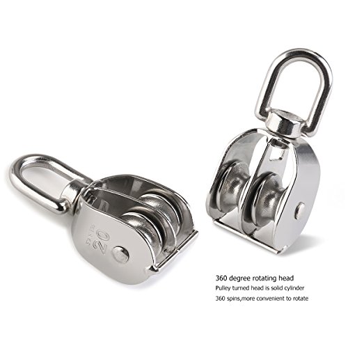 WINOMO 2st doppelten Flaschenzug Seilrolle Edelstahl 304 doppelte Riemenscheibe Wirbelblock