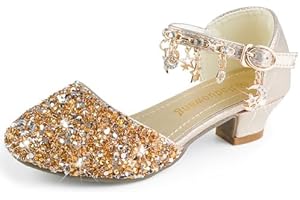 Sangyn Prinzessin Schuhe Mädchen Glitzer Hochzeiten Klett Sandalen Stöckelschuhe Kinder Partei Ballerina Cinderella Kristall Schuhe für Halloween Fest Fasching Geburtstag Party