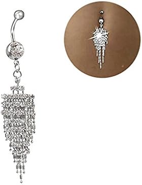 Körper Piercing Quaste Nabel baumeln Button Bauch Ring Bar Strass Schmuck XinGe (Silber)