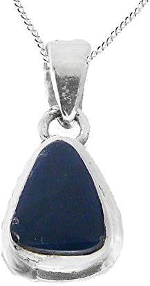 925 Sterling Silver Blue Opal Doublet Small Tear Drop Pendant and Silver Chain - October Birthstone