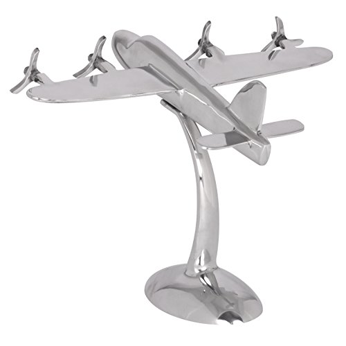 Wohnling WL1.653 Design Deko Flugzeug Propeller aus Aluminium Skulptur Metall 42 x 30 x 30 cm, silber - 5