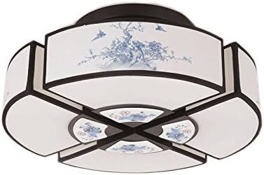 YMXLJF Ceiling Lighting New Chinese style lamp ceiling lamp creative living room lamp simple bedroom lamp retro study lamp black and white blue and white porcelain lamp E27 Chandelier ( Size : Medium )
