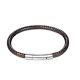 YDMSGSB Armband männlich geflochtenes Seil Armband Studentin Titan Stahl magnetische Schnalle Armband Uhr Zubehör, braun 18 cm